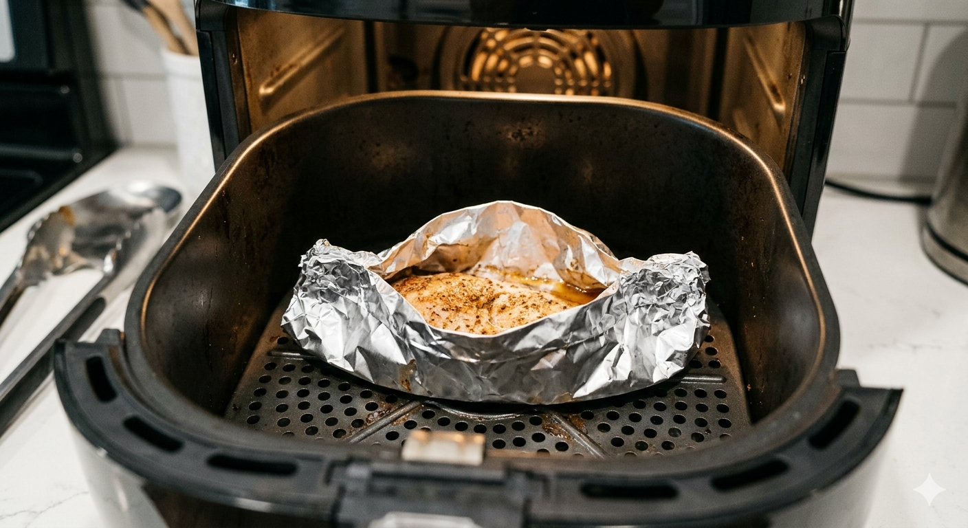 Pode colocar papel alumínio na air fryer​