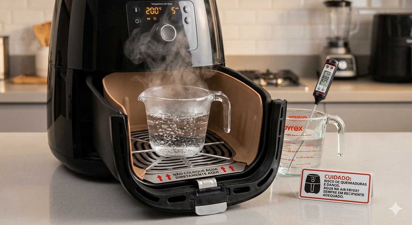 Pode esquentar agua na air fryer​
