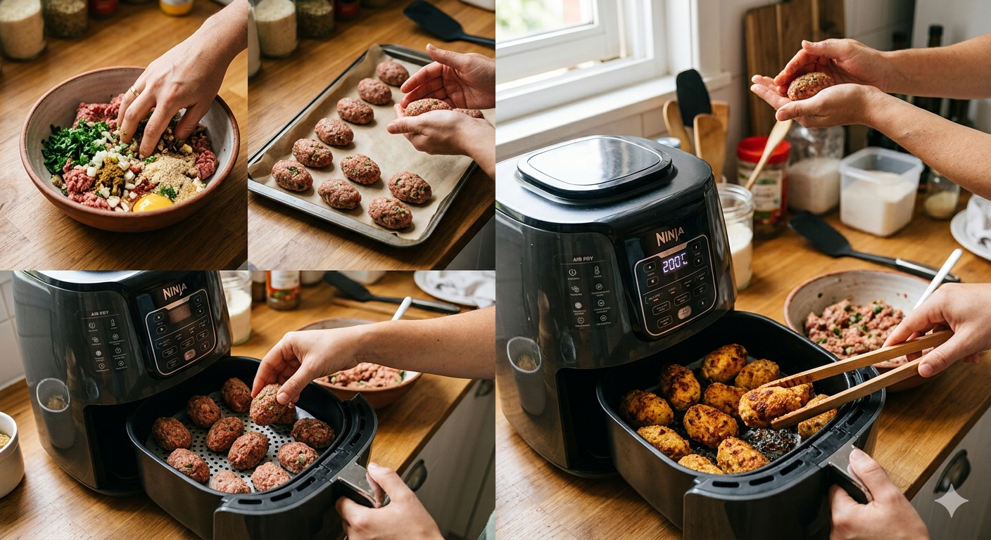 como fazer bolinho de carne na air fryer​