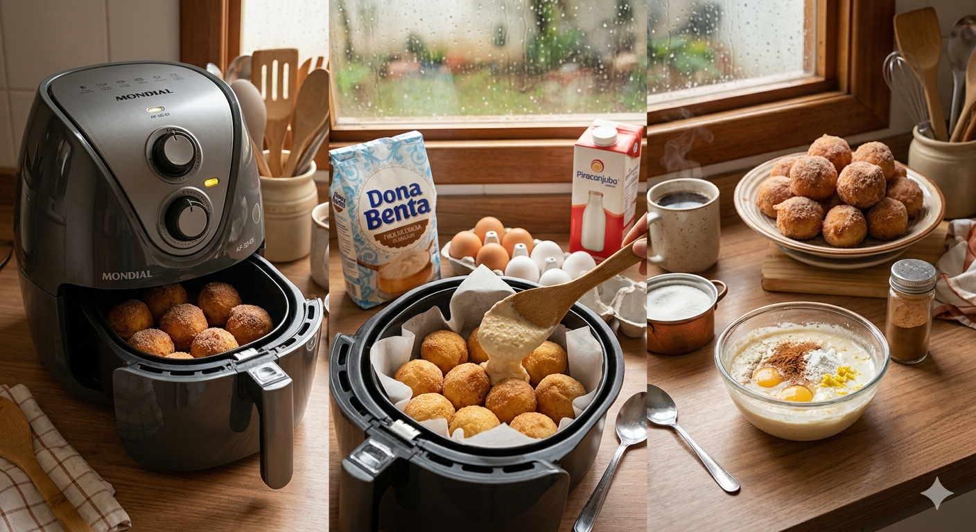 como fazer bolinho de chuva na air fryer​